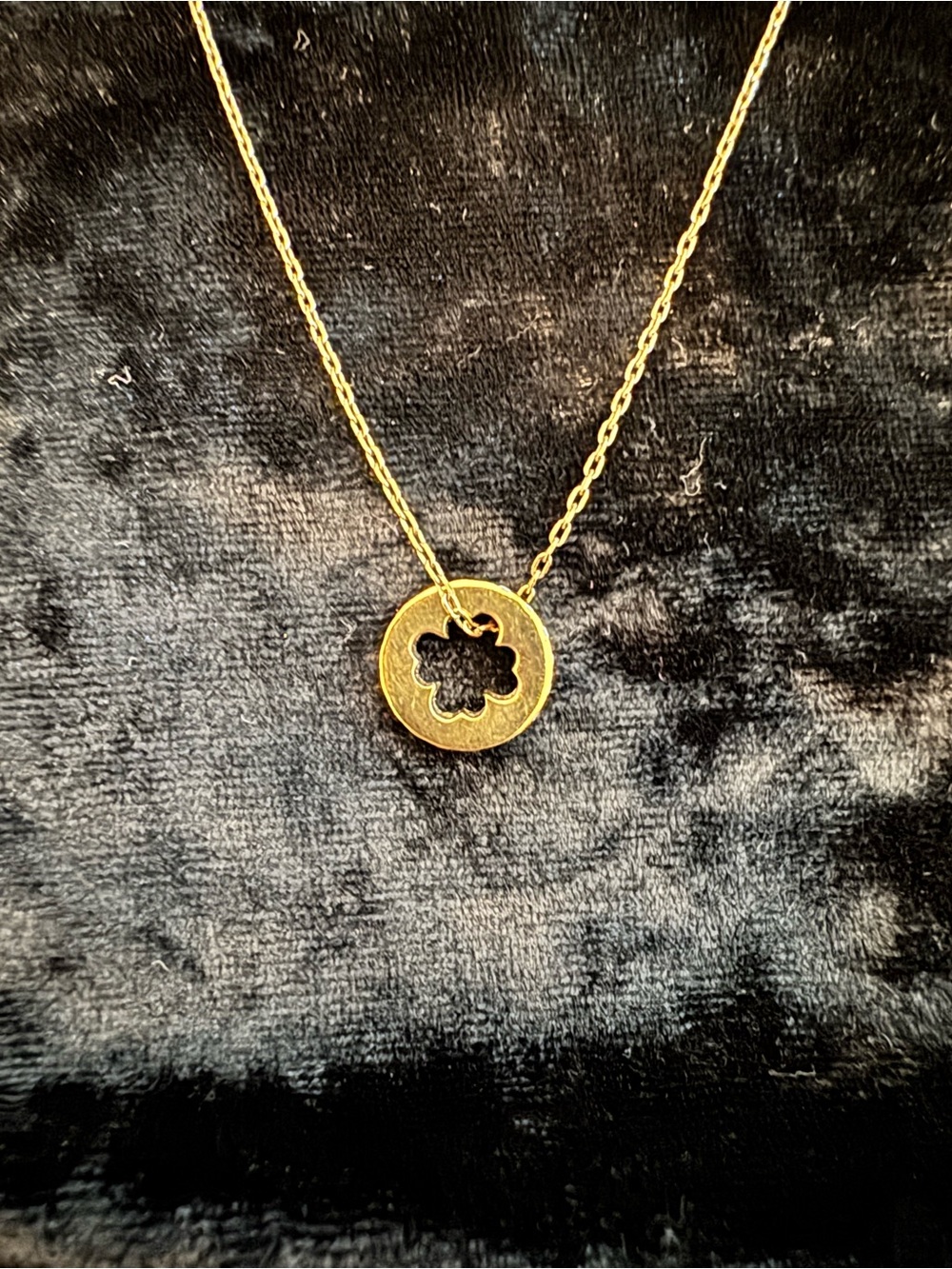 Gold Swarovski Clover Cutout Pendant Necklace - Women Jewelry